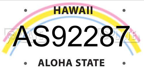 AS92287 Hawaii License Plate