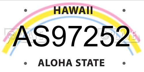 AS97252 Hawaii License Plate