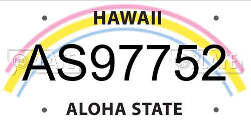 AS97752 Hawaii License Plate