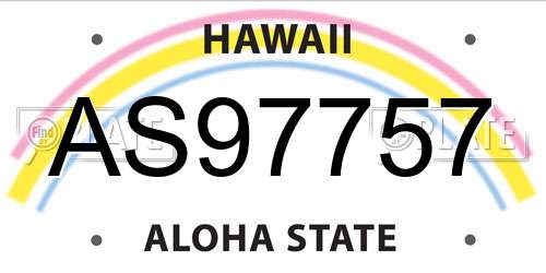 AS97757 Hawaii License Plate