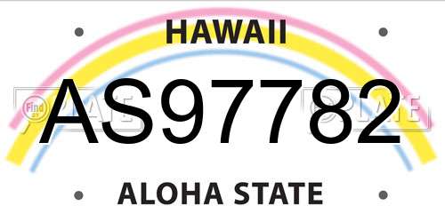 AS97782 Hawaii License Plate