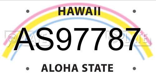 AS97787 Hawaii License Plate