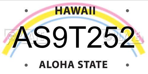 AS9T252 Hawaii License Plate
