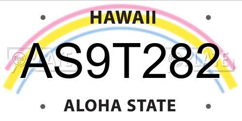 AS9T282 Hawaii License Plate