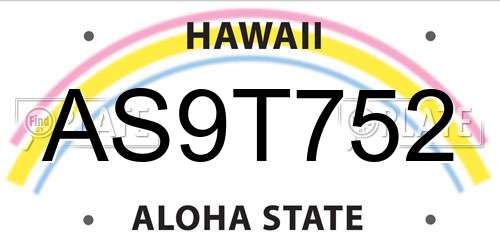 AS9T752 Hawaii License Plate