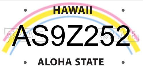 AS9Z252 Hawaii License Plate