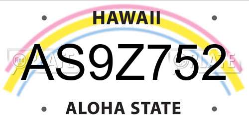 AS9Z752 Hawaii License Plate