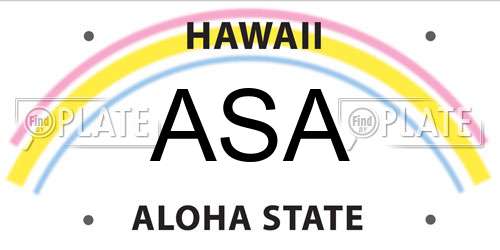 ASA Hawaii License Plate
