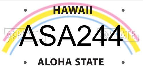 ASA244 Hawaii License Plate