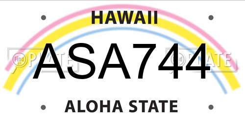 ASA744 Hawaii License Plate