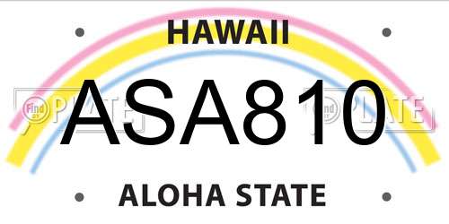 ASA810 Hawaii License Plate