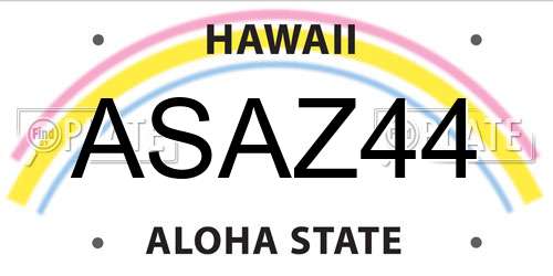 ASAZ44 Hawaii License Plate