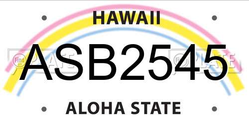 ASB2545 Hawaii License Plate
