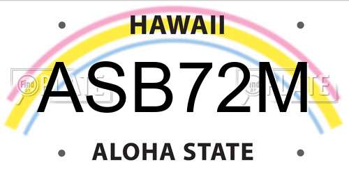 ASB72M Hawaii License Plate