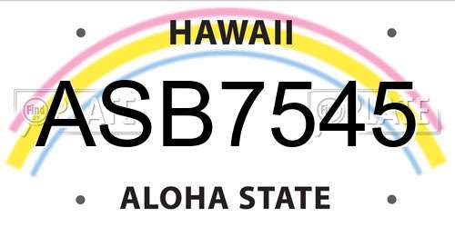 ASB7545 Hawaii License Plate