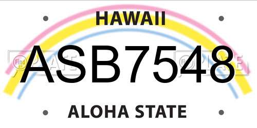ASB7548 Hawaii License Plate