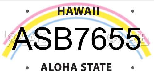ASB7655 Hawaii License Plate