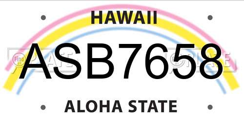 ASB7658 Hawaii License Plate