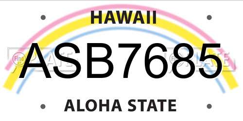 ASB7685 Hawaii License Plate