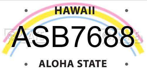 ASB7688 Hawaii License Plate