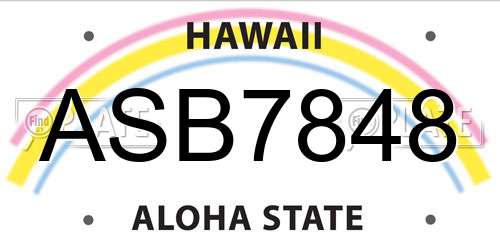 ASB7848 Hawaii License Plate