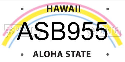 ASB955 Hawaii License Plate