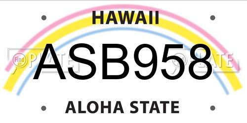 ASB958 Hawaii License Plate