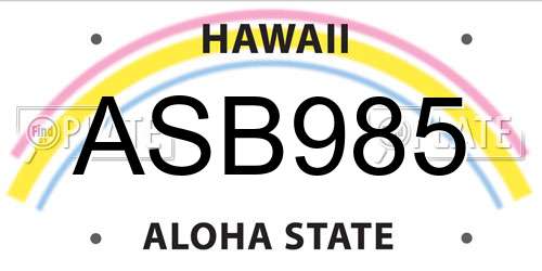 ASB985 Hawaii License Plate