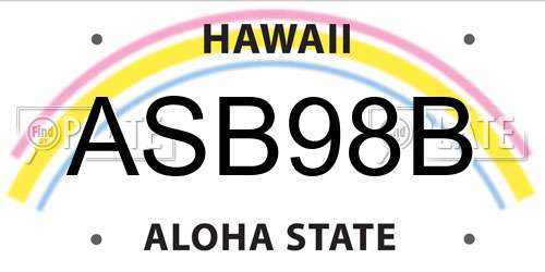 ASB98B Hawaii License Plate