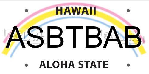 ASBTBAB Hawaii License Plate