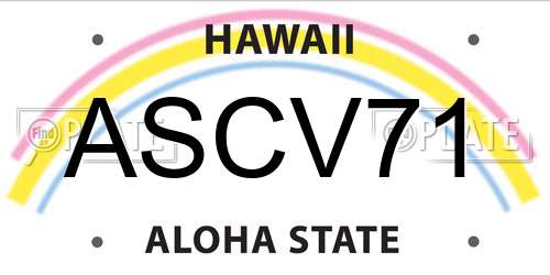 ASCV71 Hawaii License Plate