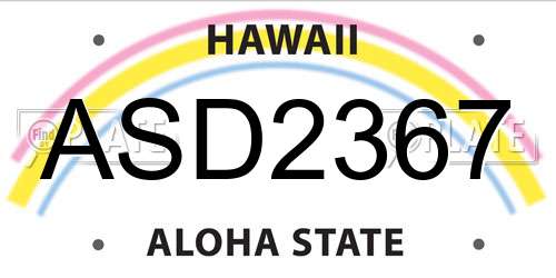 ASD2367 Hawaii License Plate