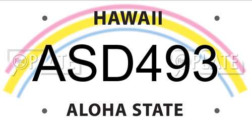ASD493 Hawaii License Plate