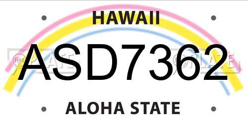 ASD7362 Hawaii License Plate