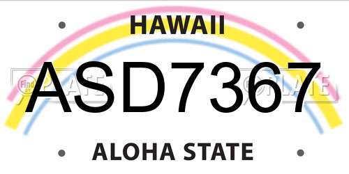ASD7367 Hawaii License Plate