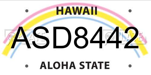 ASD8442 Hawaii License Plate