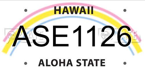 ASE1126 Hawaii License Plate