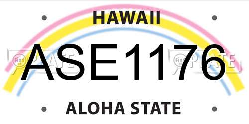 ASE1176 Hawaii License Plate