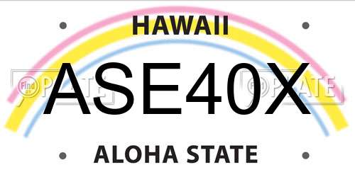 ASE40X Hawaii License Plate
