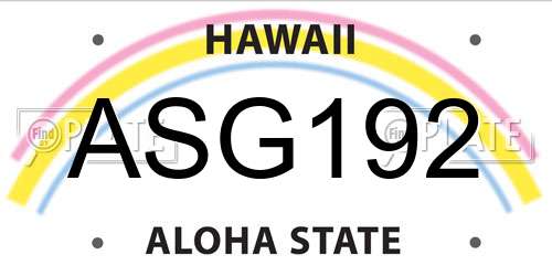 ASG192 Hawaii License Plate