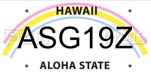 ASG19Z Hawaii License Plate