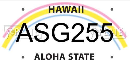 ASG255 Hawaii License Plate