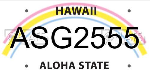 ASG2555 Hawaii License Plate