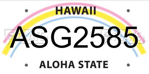 ASG2585 Hawaii License Plate