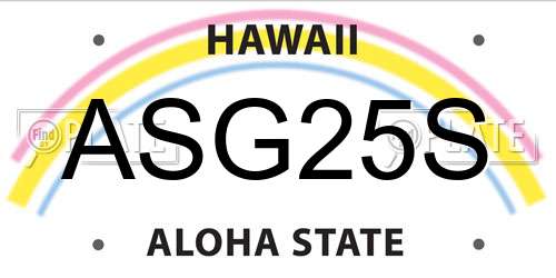 ASG25S Hawaii License Plate