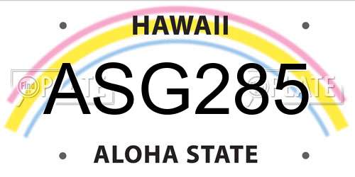 ASG285 Hawaii License Plate