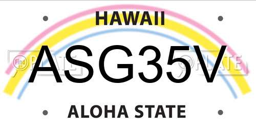 ASG35V Hawaii License Plate