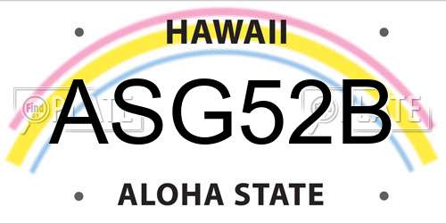 ASG52B Hawaii License Plate