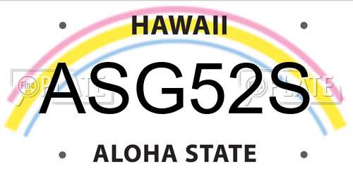 ASG52S Hawaii License Plate