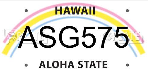ASG575 Hawaii License Plate